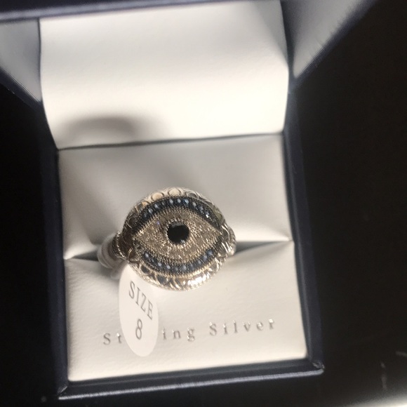 Evil Eye Ring-Sterling Silver cubic zirconia/blue stone w/ accents-NWT BOXED - Picture 9 of 12